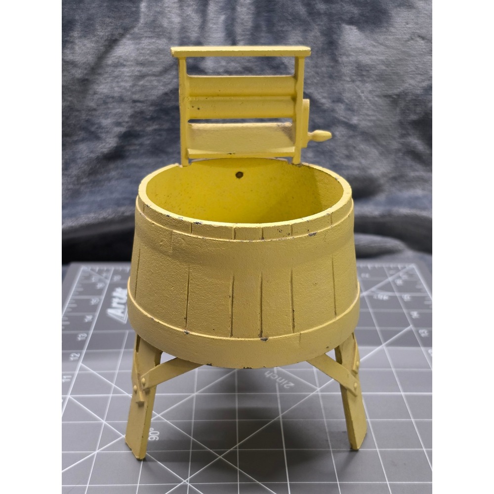 Vintage Emig 1407 Cast Iron Miniature Washing Machine Tub Wringer Yellow Decor